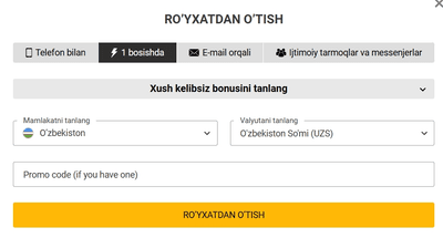 Melbet Uzbekistan da ro‘yxatdan o‘tish